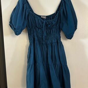 Blue Puff Sleeve Dress